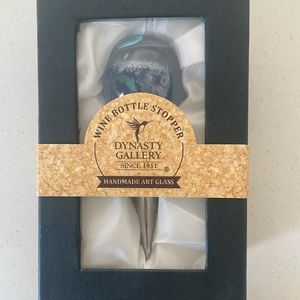 Dynasty Gallery Handmade Art Glass - wine bottle stopper - blues